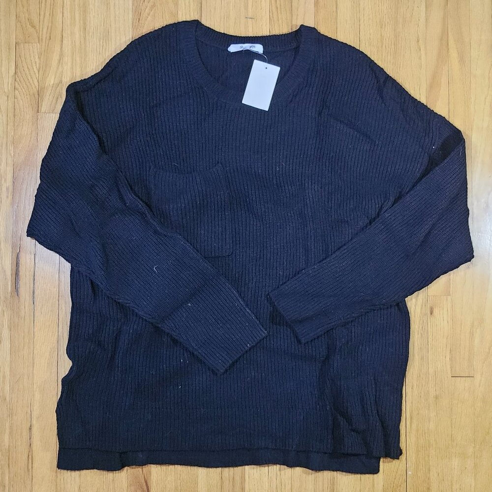NWT Madewell Black Ribbed Knit Sweater